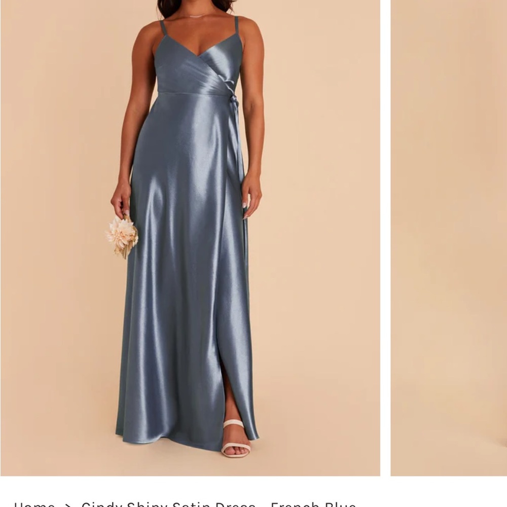 Birdy grey bridesmaid dress French blue satin size M, unaltered